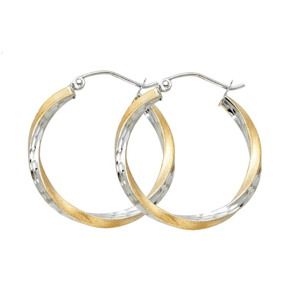 14KT Gold Two-Toned SF DC Swirl Hoop Earrings 20mm